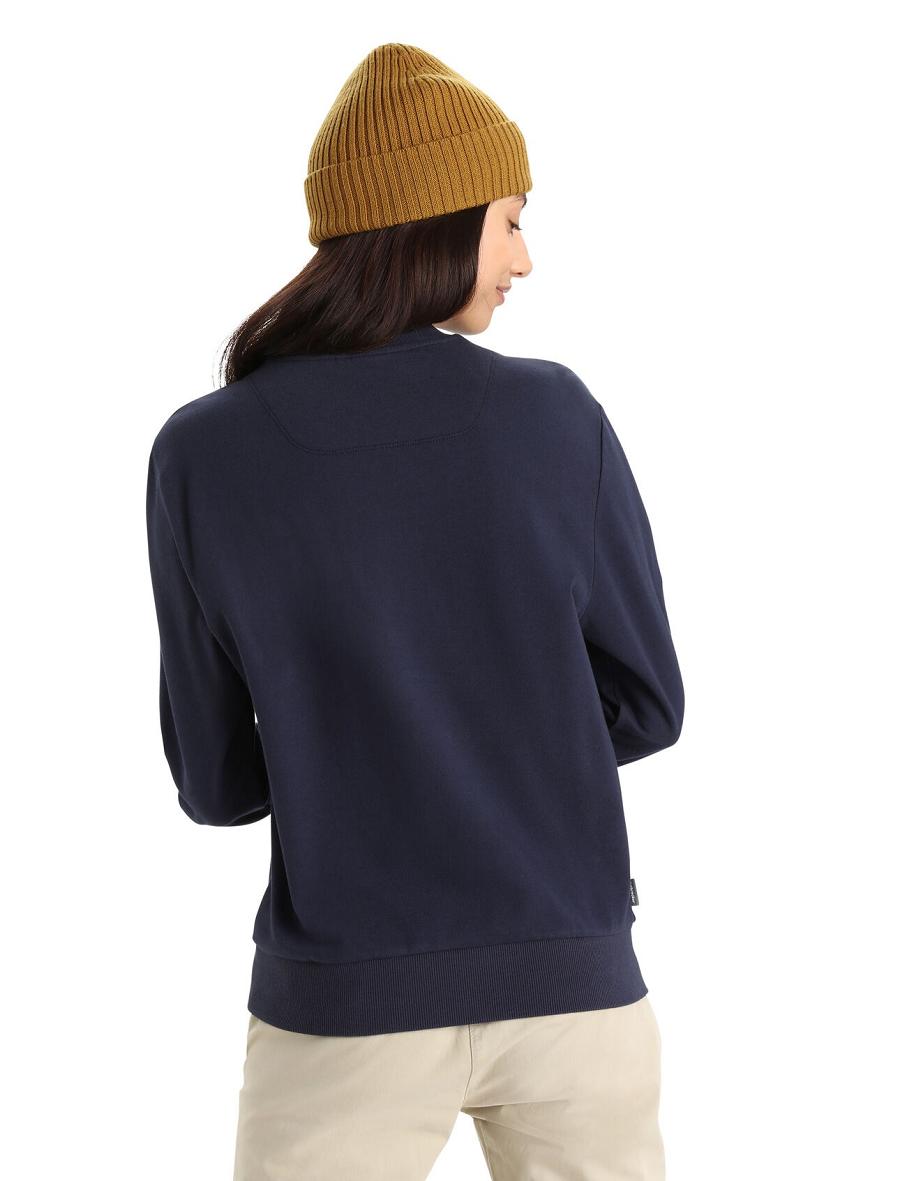 Midnight Navy Women's Icebreaker Merino Central II Long Sleeve Sweatshirts | USA 1617AHKP